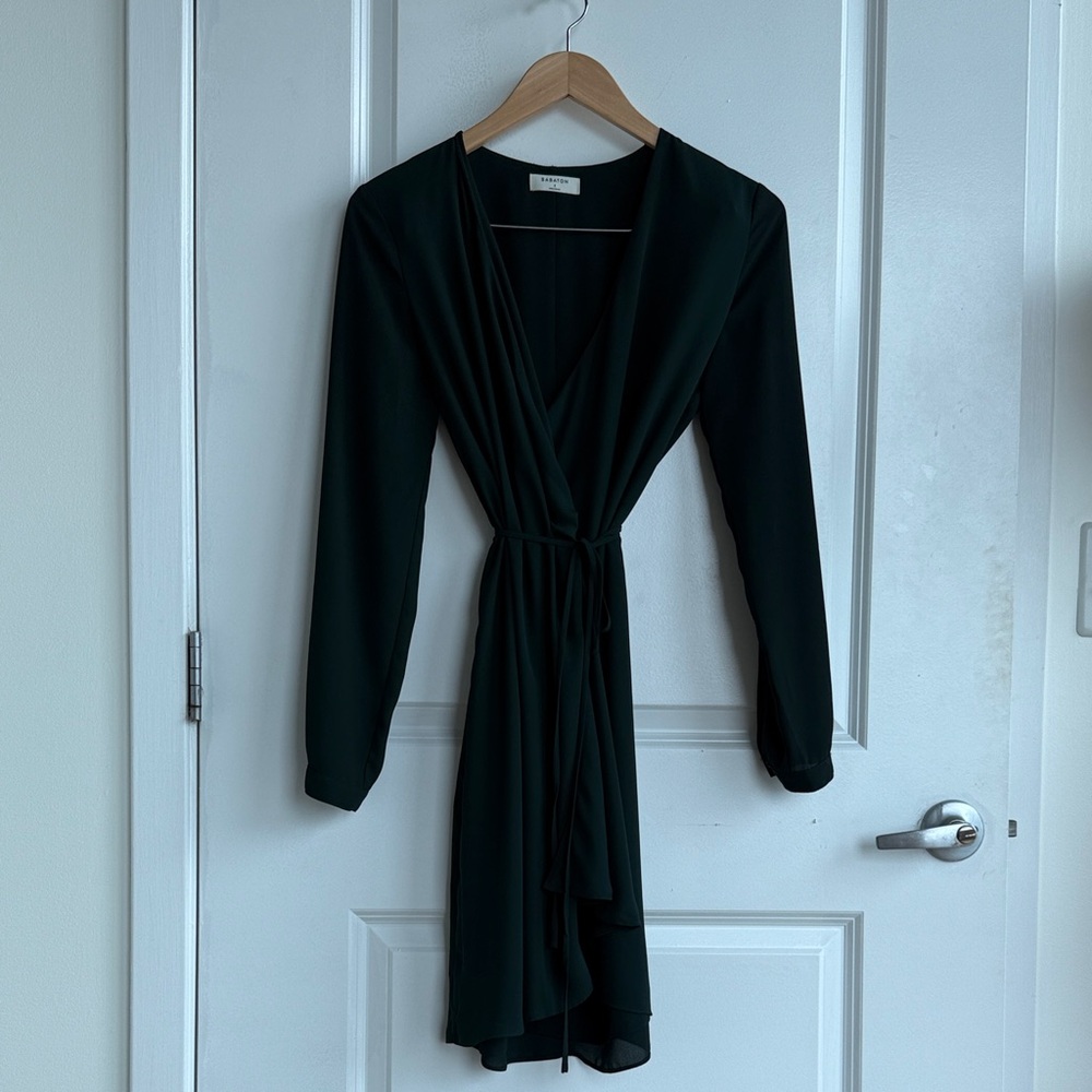 Babaton from Aritzia Dark Green Long Sleeve Wrap Dress